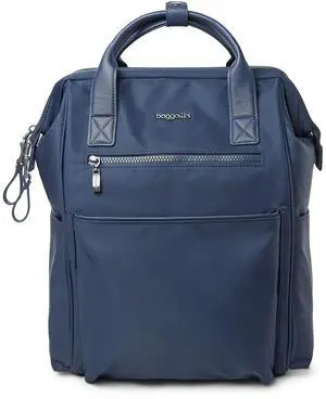Baggallini Soho Backpack - Travel Laptop Backpack for Women - Lightweight Water-Resistant Luggage Bag, French Navy