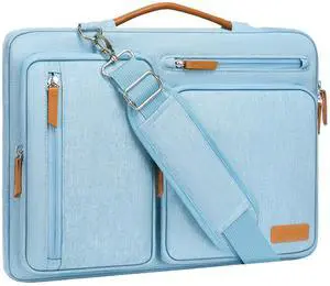 MOSISO 360 Protective Laptop Shoulder Bag,13-13.3 inch Computer Bags Compatible with MacBook, HP, Dell, Lenovo, Asus Notebook,Side Open Messenger Bag with 4 Zipper Pockets, Air Blue