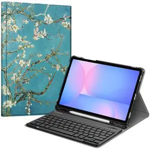 FINTIE Keyboard Case for Samsung Galaxy Tab S10 FE/ S9 FE 5G 10.9 Inch/Tab S9 11 Inch with S Pen Holder, Slim Stand Cover Detachable Wireless Bluetooth Keyboard, Blossom