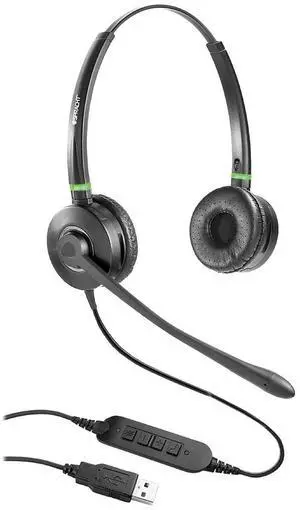 Spracht HS-WD-USB-2 Dual Ear USB Headset for Softphone for PC/Mac, Black