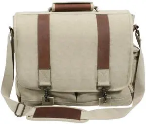 Rothco Vintage Canvas Pathfinder Laptop Bag With Leather Accents (Khaki)
