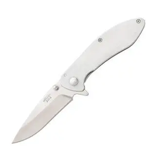 Bear & Son Stainless Frame Lock Folding Knife, 2-7/8" High Carbon Stainless Steel Blade, 100% Stainless Steel Construction (112)