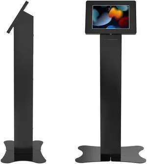 Locking Kiosk & Enclosure  Premium Locking Floor Stand Kiosk with Universal Security Enclosure - Storage and Cable Management for Retail POS - Ordering Screens & More - Black (PAD-PARAFPE)