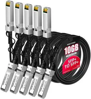 VANDESAIL SFP+ DAC Cable, 5 Pack 10GBASE-CU Passive Direct Attach Copper Twinax Cable for Cisco SFP-H10GB-CU2M,for Ubiquiti UniFi,for Meraki,for Fortinet,for Supermicro,for Ruijie,2m(6.6ft)
