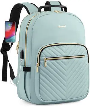 LOVEVOOK Laptop Backpack for Women, Travel Computer Work Bags with 17-inch Laptop Compartment, College School Student Bag Teen Backpacks For Girls, Outdoor Carry On Backpack Purse, Mint Green