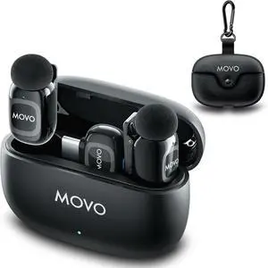 Movo NanoMic Dual USB-C Wireless Microphone for iPhone 15/16 and Up, Android, iPad Pro & Laptops  Wireless Lavalier Mic for USB-C Smartphones & Devices, Great for Vlogging & TikTok