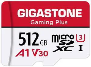 GIGASTONE 512GB Micro SD Card, Gaming Plus, MicroSDXC Memory Card for Nintendo-Switch 1, Wyze, GoPro, Dash Cam, Security Camera, 4K Video Recording, UHS-I A1 U3 V30 C10, up to 100MB/s, with Adapter