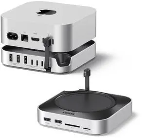 UGREEN Mac mini M4 Dock & Stand with NVMe SSD Enclosure, 3 USB A 10Gbps, USB C Data Port, SD Card Reader for Mac mini M4/ M4 Pro