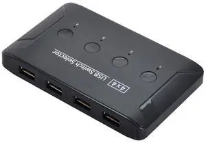 NFHK KVM USB 2.0 Switch Selector 4 Port PCs Sharing 4 Devices for Keyboard Mouse Scanner Printer