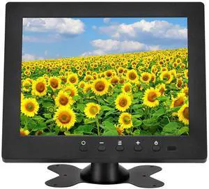 Qcvoruno 8 inch Monitor Display, 1024 * 768 Resolution,Built-in Dual Speakers, Portable LCD Monitor with HD/VGA/BNC/AV/USB for CCTV DVD DSLR VCD TV Box