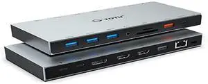 Docking Station, TOTU 15 in 1 USB C Docking Station 3 Monitors with Dual HDMI 4K, DisplayPort, 10Gbps USB 3.1, 100W PD, 3 USB 3.0, Ethernet, Audio/Mic for MacBook and Windows Laptop with Thunderbolt 3