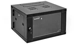NavePoint 6U Server Cabinet with Hinged Back - 17.7' Deep, 6U Server Rack Enclosure with Locking Glass Door, Wall Mount Rack with Removable Side Panels, Network Cabinet with 2 Fans, Pre-Assembled