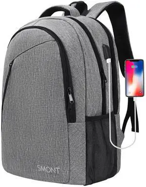 17 Inch Large Business Computer Backpack for Men Work, Mens Tech Laptop Bookbag for Commuter Office Adult Lightgrey