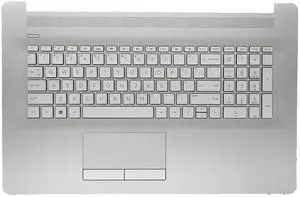 Replacement Upper Case Palmrest for HP 17-by 17T-by 17-CA 17Z-CA Series Laptop Backlight Keyboard Touchpad Top Cover Assembly Without ODD L92784-001 Natural Silver