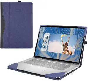 RUNMEIJIA Laptop Cover Case for Dell inspiron 14 2-in-1 7430/7435/7440/7445 2023-2024[not Compatible with Any Other Model] PU Leather Detachable Notebook Sleeve Computer Bag Protective (Blue)