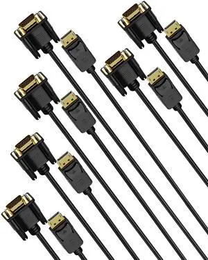 Foboiu DisplayPort to VGA Cable 6FT, 6 Pack Display Port DP to VGA Adapter Cord Converter Male to Male for Computer, Monitor, TV, Projector (Not Bidirectional,Not Compatible with HDMI or USB)
