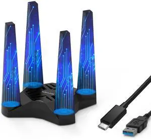 USB WiFi Adapter for Desktop PC, WAVLINK AX1800 WiFi Adapter Dual Band Wireless Network with High Gain Antennas, MU-MIMO, Supports Windows XP/Vista/7/8/8.1/10/11 MacOS 10.7-10.15