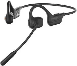 LOBKIN Open Ear Headphones with Mic, Bluetooth Headset with Noise Cancelling Microphone and Multipoint Connect, Wireless Bluetooth 5.3 Headset for Work Call Meeting Driving(Black)