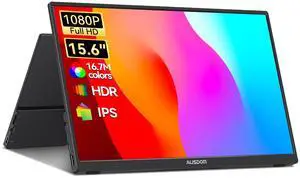 AUSDOM External Portable Travel Monitor for Laptop, 15.6 inch 1080P FHD IPS Display USB-C HDMI Mobile Second Screen, Portable Computer Monitor for Laptop/PC/Mac/iPad/iPhone/Switch/Xbox/PS4/PS5
