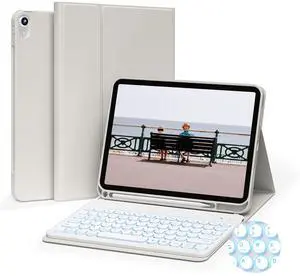 GKABXY Keyboard Case for iPad (A16) 11th Gen 11 inch 2025 & iPad 10th Gen 10.9 inch 2022, 7-Color Backlit Wireless Bluetooth Keyboard, Soft TPU Back Shell with Pencil Holder, Auto Sleep/Wake (Gray)