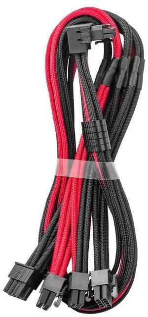 CableMod C-Series Pro ModFlex Sleeved 12V-2x6 12VHPWR 90° StealthSense PCIe Cable for Corsair Type 4 / Type 3 - Variant B (Black + Red, 16-pin to Quad 8-pin, 60cm)