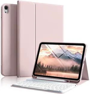 SZPSGC for iPad (A16) 11th/10th Generation Case with Keyboard, 11 Inch/10.9 Inch iPad (2025/2022), Detachable Wireless Bluetooth Keyboard, Stand Folio Cover with Pencil Holder, Pink