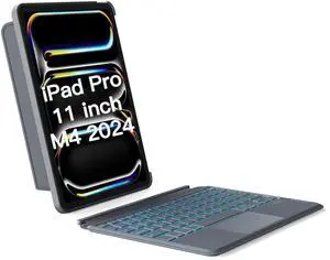 Inateck for iPad Pro 11-inch (M4)(2024) Case with Keyboard, Only Compatible with iPad Pro 11-inch (M4)(2024),Detachable iPad Keyboard Case with 7-Color Backlight and Touchpad, KB04111-11 Gray