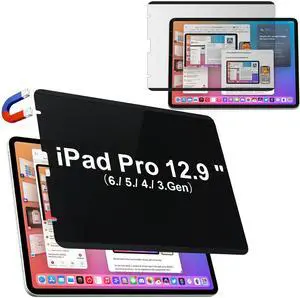 IPROKKO Magnetic Privacy Screen Protector Compatible with iPad Pro 12.9 Inch (6th/5th/4th/3rd Generation, 2022 2021 2020 2018), Removable Anti Blue Light Glare Spy Private Filter Black Security Cover