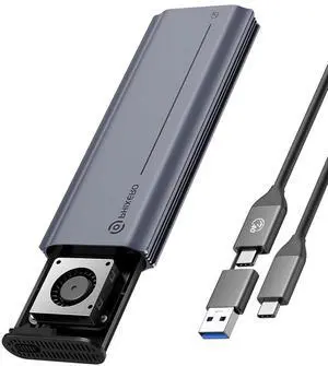 PHIXERO PhiBox pro 40Gbps SSD Enclosure with Cooling Fan, Tool-Free and Compatible with USB4, Thunderbolt 3/4, M-Key B+M Key(2-in-1 Cable)