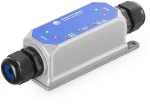 IP67 Outdoor Gigabit PoE Passthrough Switch - 1 In 1 Out Extender, IEEE802.3af/at/bt Powered 90W, 10/100/1000Mbps Ethernet, Metal Wall Mount Waterproof Plug and Play