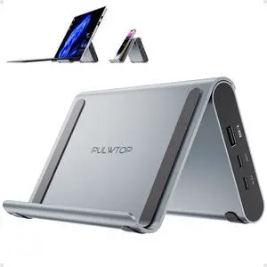 USB C Docking Station Dual Monitor for Microsoft Surface Pro 11/10/9/8, PULWTOP Dual Displays with 2 xHDMI 4K, 3 x USB-C/A 10Gbps, 2 x USB-A 5Gbps, USB-2.0, Ethernet, PD