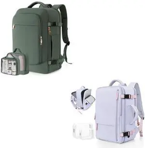 Rinlist Carry on Backpack (Peacock Green+Purple)