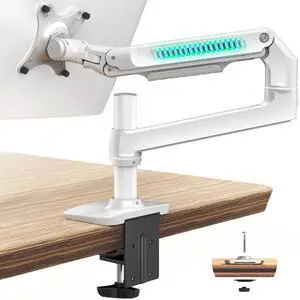 Ergounion Single Monitor Arm Desk Mount, Holds Screens up to 40 Inches and 25 lbs, Fully Adjustable Vesa Monitor Mount with C-Clamp and Grommet Base, Aluminum, White