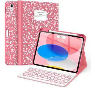 Supveco Keyboard Case for iPad (A16) 11th/10th Generation 11&10.9 Inch with Pencil Holder,7 Colors Backlit Wireless Detachable Folio Keyboard Cover for iPad 11th/10th Gen 2025/2022-Watermelon