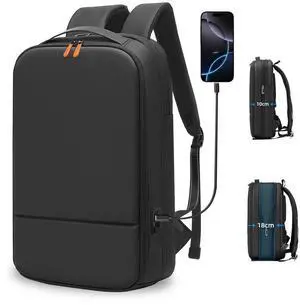 GYakeog Business Backpack for Men 15.6 inch Expandable Slim Laptop Backpack With USB Charger Port Waterproof Anti-Theft Professional Work Computer Bag Hard Shell Backpack-Black