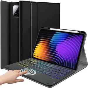 DKAHOEE Backlit Touchpad Keyboard Case for Xiaomi Mi Pad 7/Mi Pad 7 Pro 11.2 Inch 2024, 3-Zone Rainbow Backlit Wireless Keyboard with Slim Stand Cover Case for 11.2 Xiaomi Mi Pad 7/Mi Pad 7 Pro