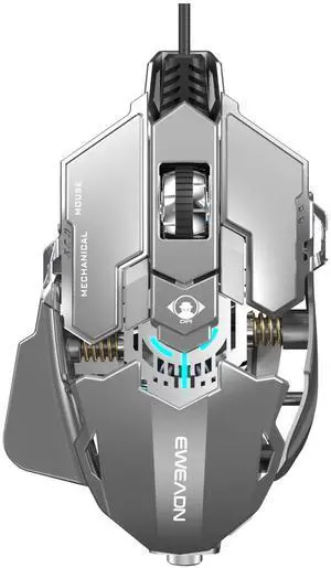 SEUNKWANG EWEADN G5 Wired Gaming Mouse, Ergonomic RGB Computer Mouse, 12800 Adjustable DPI, 9 Programmable Macro Buttons with Rapid Fire Key Compatible for PC/Laptop/Windows-Grey&White