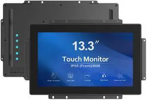 13.3 Inch 1000 Nits High Brightness 10 Points Open Frame Touch Display, Industrial PCAP Touchscreen Monitor, VGA+HDMI+DVI Port - 16:9-1920 x1080