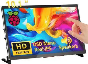 Touchscreen Monitor for Raspberry Pi, 10.1'' IPS LCD Screen 1024 * 600 Smooth Touch, Built-in Dual Speakers, HDMI Input, Compatible with Raspberry Pi 5/4/3/Zero, Easy Set-up Driver-free (10.1 Inch)