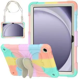 HOGENL Case for Samsung Galaxy Tab A9+/A9 Plus 11 inch 2023, Protective Cover for Galaxy Tab A9+ Tablet Kids Girls with Shoulder Strap, Butterfly Kickstand, Heave Duty Shockproof Protective - Colorful