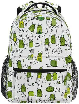 Blueangle Funny Frogs Pattern Print Travel Backpack for School Water Resistant Bookbag
