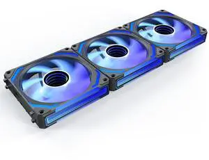 AsiaHorse COSMIQ-RE-Black 120mm Case Fan, Infinity Mirror FDB Reverse Fan with 5V 3-PIN Connector and Small Controller, Daisy Chain PWM PC RGB Fans for Cases CPU Liquid Coolers, 3Pack