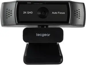Tecgear Sentinel 2K Webcam V2 Auto Focus QHD Resolution Privacy Lens Cover, Built-in Microphone (Version 2)