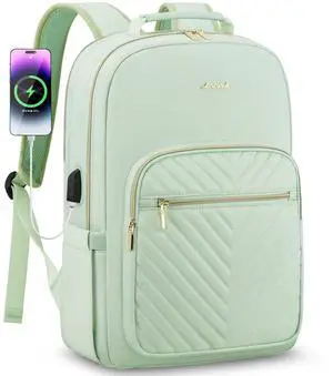 LOVEVOOK Laptop Backpack for Women 17.3 inch,Cute Womens Travel Backpack Purse,Professional Laptop Computer Bag,Waterproof Work Business College Teacher Bags Carry on Backpack with USB Port,Cyan Green