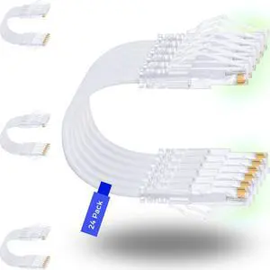Rapink Patch Cables Cat6/ Cat6a 5ft (24 Pack) Slim, Cat6a Ethernet Patch Cable 10G Support, Snagless Cat 6 Patch Cable for Patch Panel to Switch, Flexiable Cat6 Ethernet Cable White