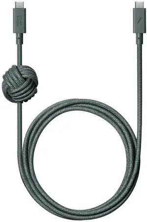 Native Union Anchor Cable 240W  10ft Reinforced Braided USB-C to USB-C Power Delivery 3.1 Charging Cable with Weighted Knot  For iPhone 16,16 Pro Max, MacBook Pro 14"/16" M2, Air 15" M2(Slate Green)