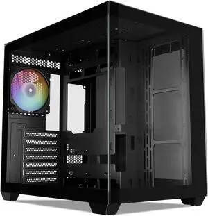 Vetroo AL900 ATX PC Case with 270° Full View Tempered Glass, Pre-Installed ARGB & PWM FDB Fan, Supports 360mm Radiator & 10 Fans, Type-C Ready, for 50 Series GPUs (Black)