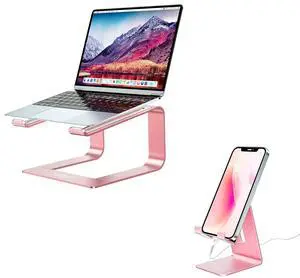 Urmust Detachable Laptop Stand Rose Gold + Upgraded Phone Stand Rose Gold