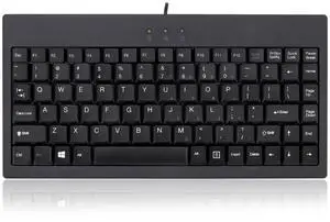 Adesso AKB-110B Mini Keyboard - Compact 87-Key Membrane Keyboard with LED Indicators and Space-Saving Design - USB/PS2 Connection - Compatible with Windows OS (Black)