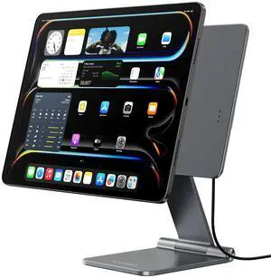 KU XIU Magnetic Wireless Charging Stand for iPad Pro 11" M4 (2024) Only, Foldable Aluminum Alloy Tablet Holder Mount for Desk, 360° Adjustable Tablet Stand for iPad Pro 11 M4 [1M USB C Cable Included]